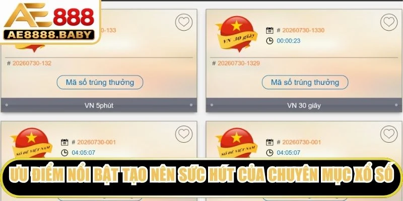 Những ưu điểm nổi bật tạo nên sức hút của chuyên mục xổ số AE888
