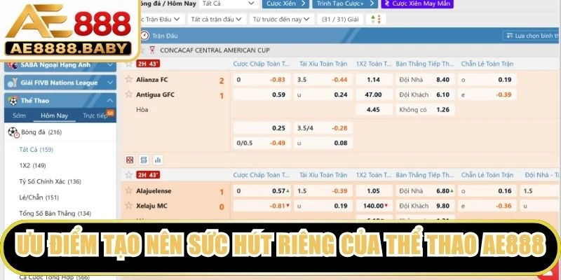 Ưu điểm tạo nên sức hút riêng của thể thao AE888